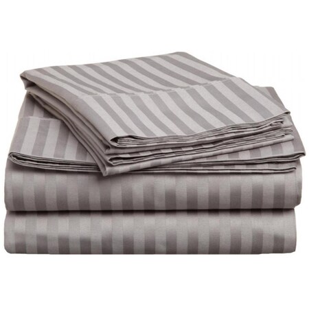 Impressions By Luxor Treasures 400 Thread Count Egyptian Cotton Split King Sheet Set Stripe Grey 400SKSH STGR